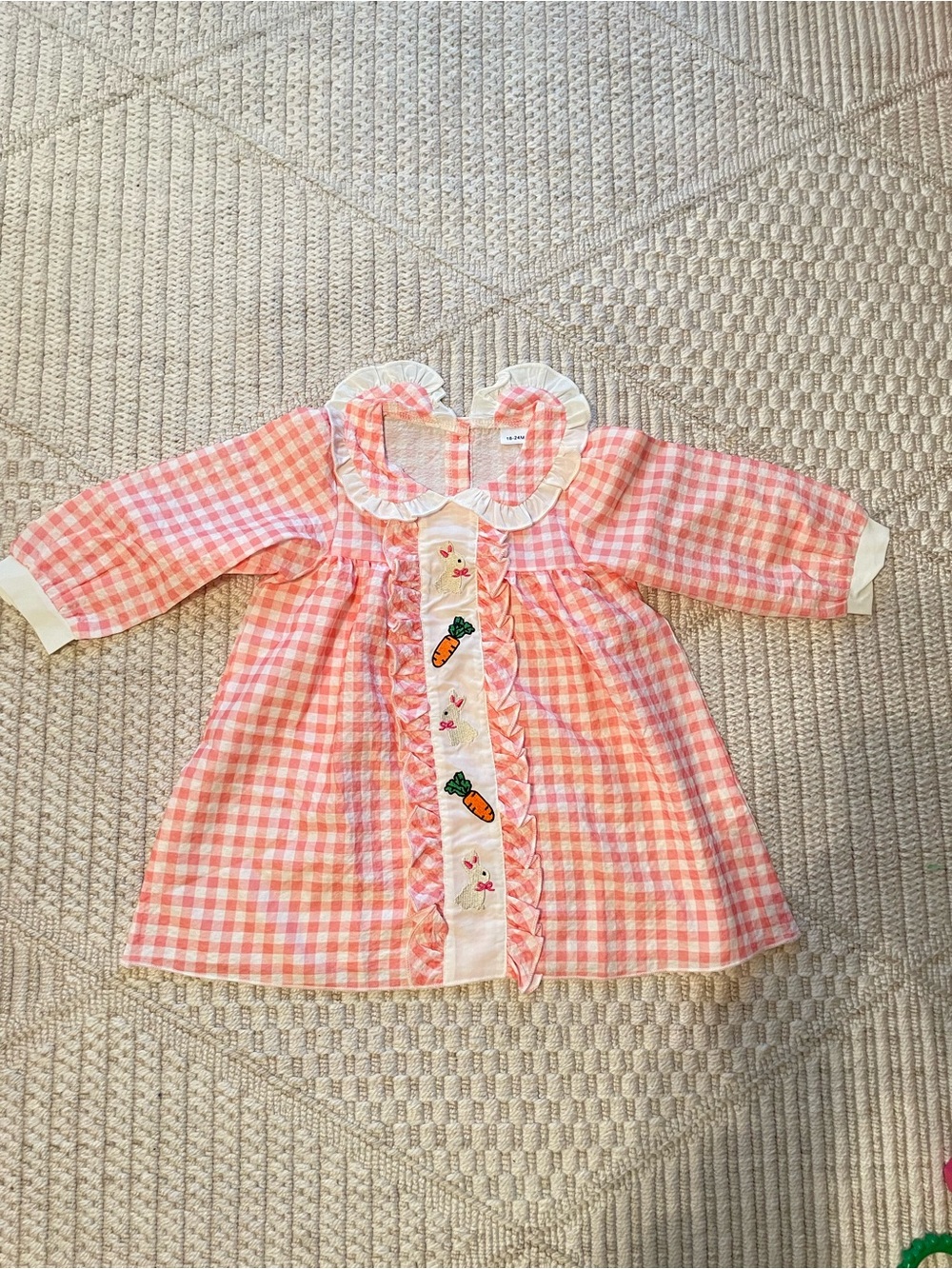 Pink Gingham Embroidered Easter Dress